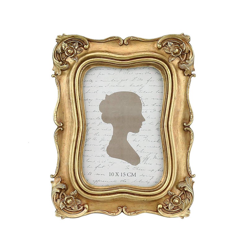 Sunlit Vintage Picture Frame 4x6 Inch, Luxury Antique Photo Frames with Glass Front, Photo Display, Tabletop Wall Hanging, Gift Ideas, Gold - Image 1
